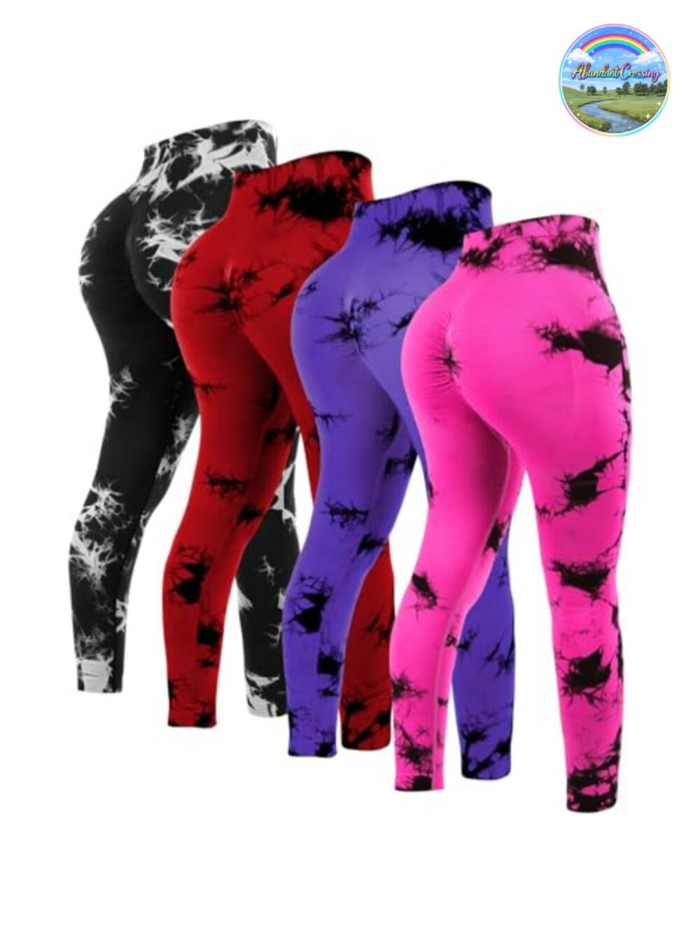 4 Pack High Waisted Tie Dye Yoga Pants Women's Scrunch Butt Lifting Seamless